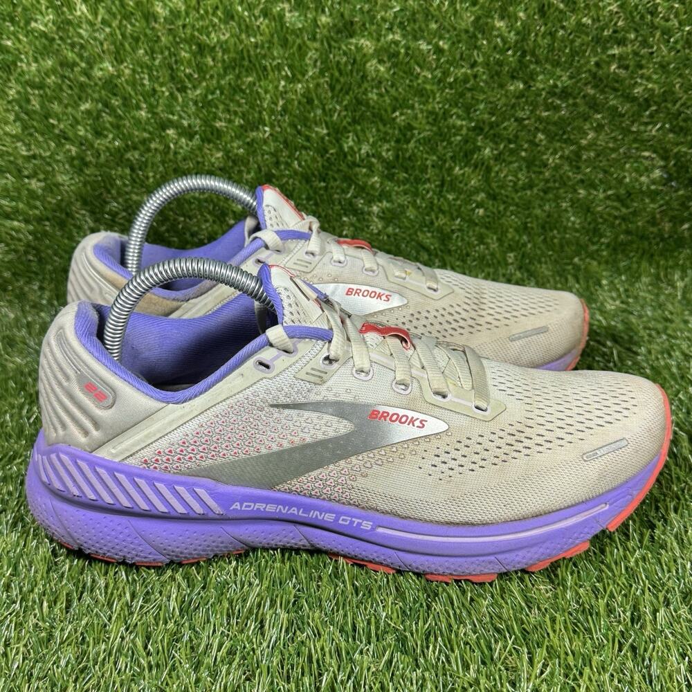 Brooks Adrenaline GTS 22 Running Shoes Women White Purple Athletic Sneakers 10